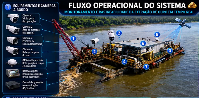 Câmeras e equipamentos na operação